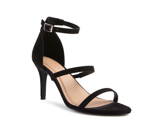 Everyday Comfort: Semi-Casual Mid-Heel Faux Suede Sandals with Pin Buckle Fastening