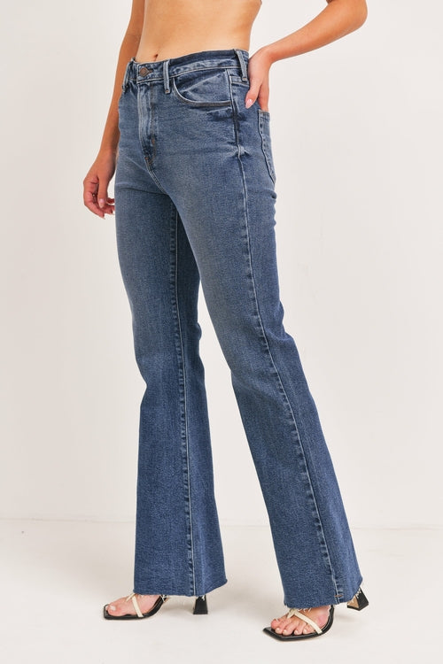 Vintage High-Rise Wide Leg Flare Jeans - Just Black Denim for