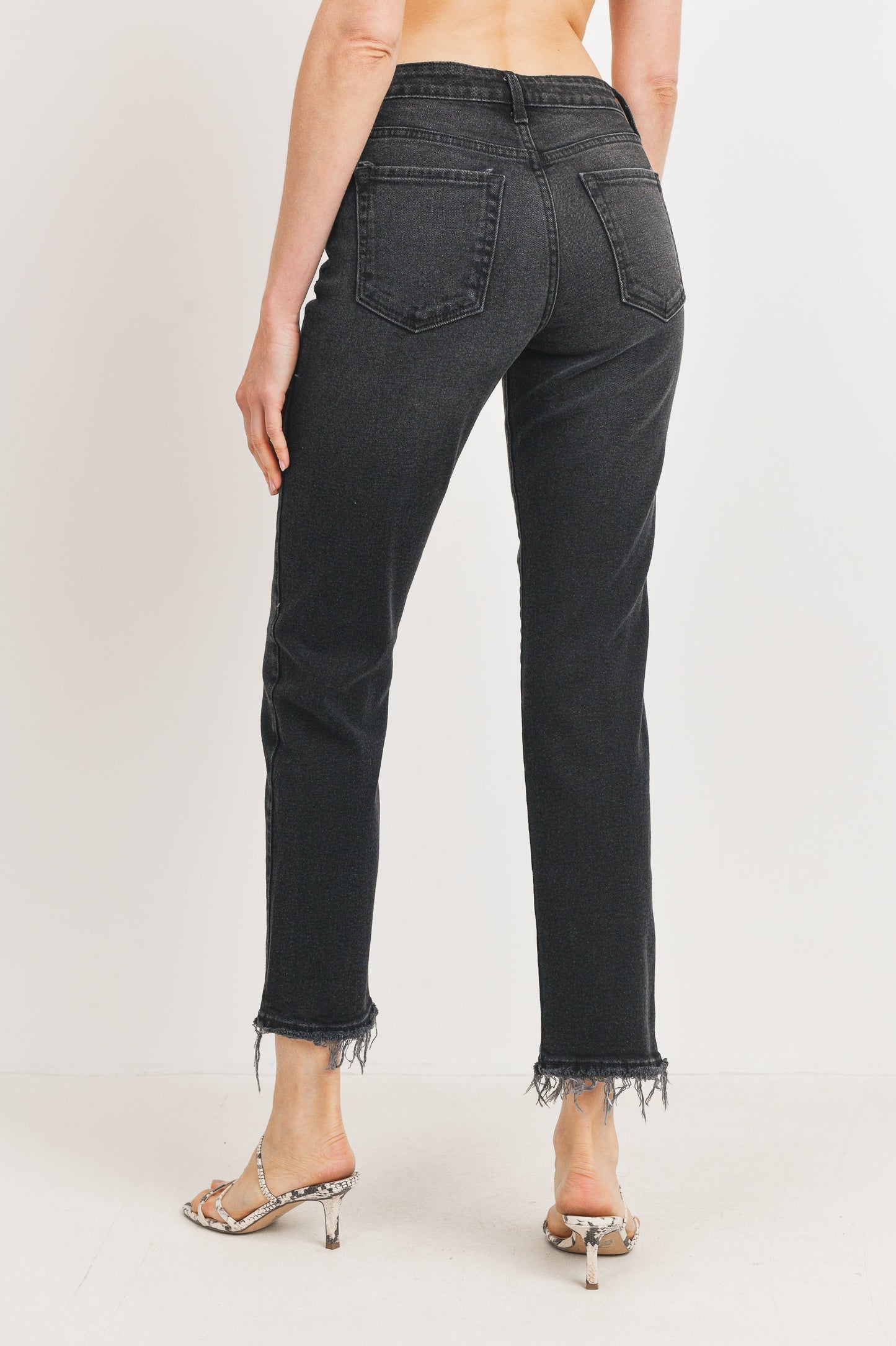 Just Black Denim: Sleek High-Waisted Straight Leg Jeans for Women