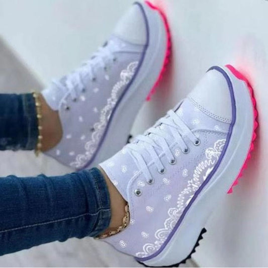 Trendy Patterned Canvas Sneakers for Women - Casual & Sporty Chic
