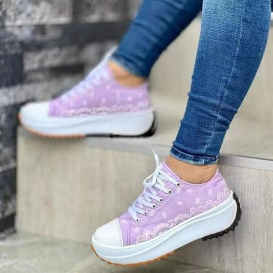 Chic Patterned Canvas Sneakers for Women - Casual & Sporty