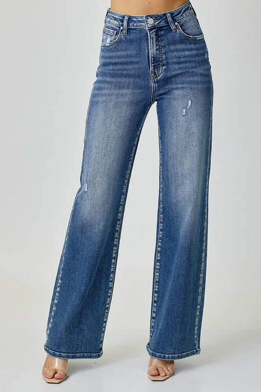 Elevate Your Style: Risen Women's High-Rise Wide Leg Jeans