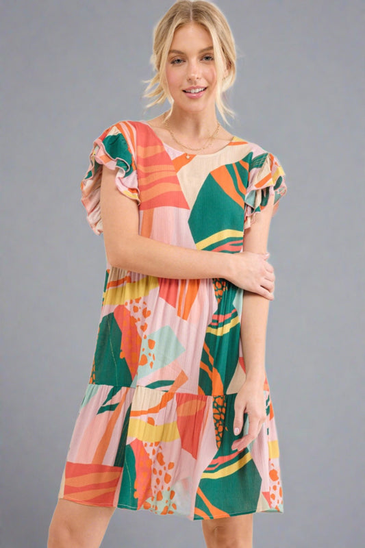 Women's Printed Ruffle Sleeve Dress - Spring/Summer | And The Why